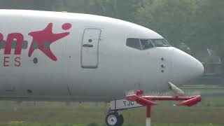 Corendon Airlines Europe B737800 Takeoff Groningen Airport Eelde [upl. by Aihsekyw]