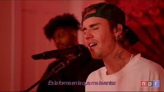 Peaches  Justin Bieber TraducidaSub Español Tiny Desk [upl. by Eceirtal]