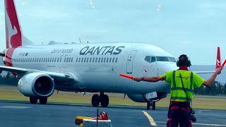 How do pilots park their Plane airport Marshallinglanded tarmacqantas planemarshallingrt✈️ [upl. by Emmalynne546]