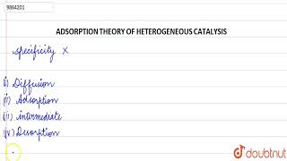 ADSORPTION THEORY OF HETEROGENEOUS CATALYSIS [upl. by Seuqramed794]