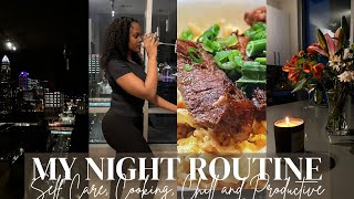 MY NIGHT ROUTINE 2023 aesthetic  Self Care Cooking Chill and Productive [upl. by Harbird]