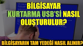 Windows 10 Kurtarma USBi Nasıl Oluşturulur  Bilgisayarın Tam Yedeği Nasıl Alınır [upl. by Naesar]