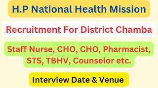 HP NHM  Vacancy for Distt Chamba  Staff Nurse CHO OTA Pharmacist etc  Let’s Study [upl. by Hedva]