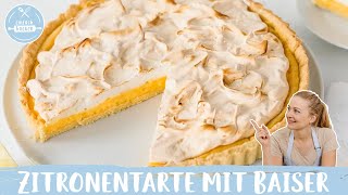 Zitronentarte mit Baiser 🍋  erfrischender Zitronenkuchen  Einfach Backen [upl. by Alekram702]