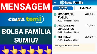 MENSAGEM DO BOLSA FAMÍLIA SUMIU DO CAIXA TEM APARECE SÓ UM TRAÇO O QUE FAZER [upl. by Esilahs]