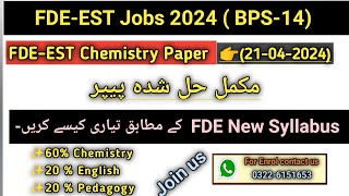 FDEEST Chemistry Past paper solved21042024FDEEST New test pattern [upl. by Else]