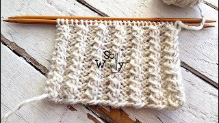 How to knit the Mock Cable Ribbing stitch A tworow repeat pattern  So Woolly [upl. by Hoskinson]