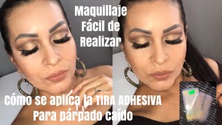 COMO SE APLICAN LAS TIRAS ADHESIVAS PARA PARPADO CAIDO  MAQUILLAJE [upl. by Layor223]