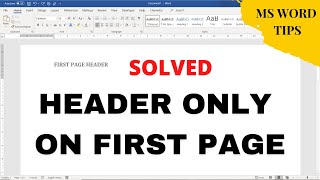 Solved How to put header only on First Page in Ms Word [upl. by Nomolas]