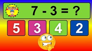 20 One Digit Subtraction Quiz  Math Quiz for Kids [upl. by Eanert]