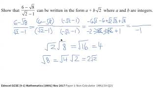 SURDS Rationalising the denominator GCSE Maths question [upl. by Asen]