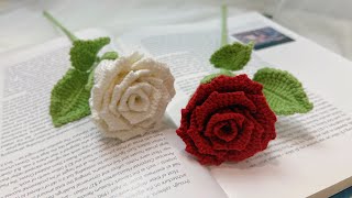 How to Crochet a Rose  Crochet Flowers  Beginner Friendly Crochet Rose Tutorial  Flower Bouquet [upl. by Dedrick110]