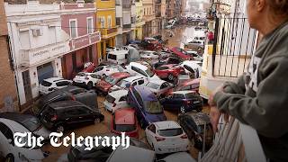 Spain flash floods Dozens dead as cars pile up in Valencia [upl. by Jacobina]