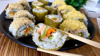 EVDE SUSHİ YAPIMI 🍱 EVDE KOLAY YOSUNSUZ SUSHİ TARİFİ  Salmon Tempura Sushi Roll  Çiçekintarifleri [upl. by Yeliab]