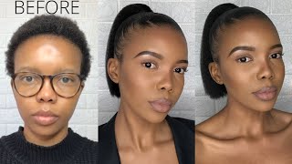 HOW TO DO A BLUNT CUT PONYTAIL ON SHORT NATURAL HAIR R100  US 573  4C HAIR  NO HEAT [upl. by Ahseina]