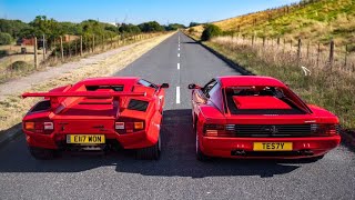 FERRARI TESTAROSSA vs LAMBORGHINI COUNTACH  BATTLE OF THE CLASSICS [upl. by Matazzoni]