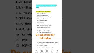 100 ABBREVIATION OF G K and forest environment Subscribe my channel to get full video [upl. by Dyer]