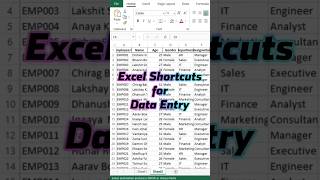 Excel Shortcuts for Data Entry  shorts shortsfeed iforexcel trending excel exceltips yt [upl. by Maleeny]