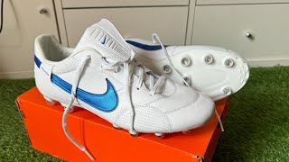 Nike Premier 3 FG Boots Review  On Feet amp Unboxing ASMR 4K 🔵⚪️🔵⚪️ [upl. by Hsiwhem]