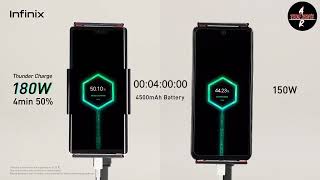 infinix 180w thunder charging Speed test  150W vs 180W [upl. by Tallia801]