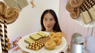 ASMR Mukbang Crunchy Sweet Snacks Chocolate Wafers and Mini Palmiers 🍪🍫☕ Relaxing Eating Sounds 🎧 [upl. by Auop]