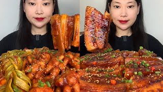 ASMR EP1133 Mukbang 🔥 Fried food Noodles Delicious Pork eating show Eating Sound [upl. by Malha]