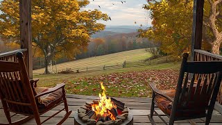 Autumn Forest Retreat 🍁 Firepit Gentle Rustling Leaves amp Nature Sounds for Ultimate Relaxation [upl. by Ignatia687]