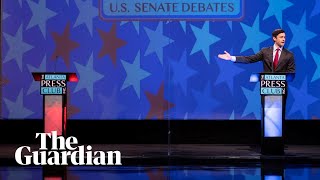 Georgia debate Jon Ossoff addresses empty podium as Senator David Perdue skips event [upl. by Wenger]