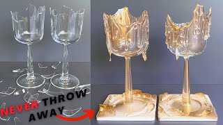 New Use for your Broken Wine Glasses  DIY [upl. by Race]