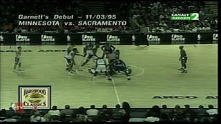 NBA 1996  Sacramento Kings  Minnesota Timberwolves Debut Kevin Garnett [upl. by Barbaraanne]