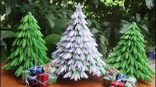 3D Origami Christmas Tree V3 Tutorial  DIY Paper Christmas Tree Christmas Ornament [upl. by Justina954]