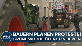 BAUERNPROTESTE Aktion von Landwirten geplant Grüne Woche öffnet  Vertreter der Ampel kommt [upl. by Eusassilem811]