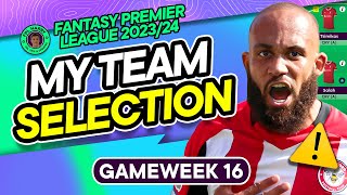 MY FPL GW16 TEAM SELECTION  Transfer Confirmed ✅  Fantasy Premier League Tips 202324 [upl. by Rossie]