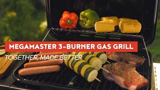 Megamaster Propane Gas Grill with 3 Burners [upl. by Ecinnej347]