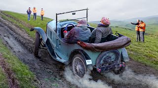 Extreme Contest Trying to Climb Muddy Hill With Vintage Cars [upl. by Ariayek692]