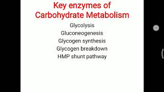 Key enzymes of Carbohydrate Metabolism [upl. by Annaul]