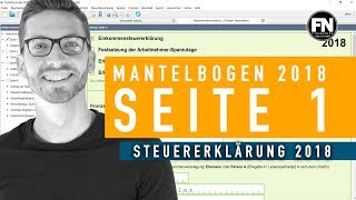 Mantelbogen 2018 Seite 1  Steuererklärung 2018 selber machen  Mantelbogen elster Anleitung 2018 [upl. by Sancho]