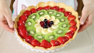 Crostata di Frutta Ricetta per Base Crema e Gelatina  Homemade Fruit Pie Recipe [upl. by Nosduj503]