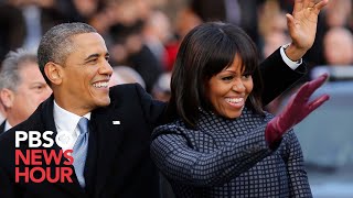 WATCH President Obama and family leave for Capitol in motorcade [upl. by Etteuqal576]