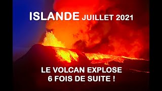 ISLANDE Volcan de la Fagradalsfjall  Explosions remarquables du 2 Juillet 2021  4K  UHD [upl. by Madlin]