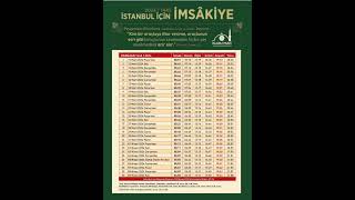 İSTANBUL 2024 RAMAZAN İMSAKİYESİ [upl. by Anaehs]