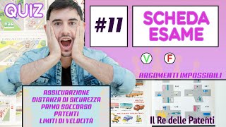 SCHEDA ESAME 11 ASSICURAZIONE DISTANZA DI SICUREZZA PRIMO SOCCORSO PATENTI LIMITI DI VELOCITA [upl. by Atires]