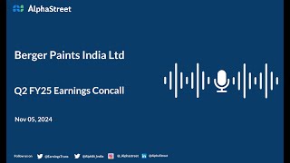 Berger Paints India Ltd Q2 FY202425 Earnings Conference Call [upl. by Heater]