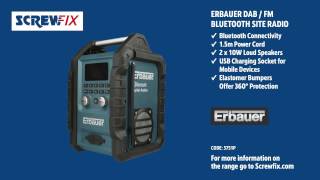 ERBAUER ERB694RDI DAB  FM BLUETOOTH SITE RADIO Screwfix [upl. by Natan941]