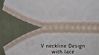 V overlape neck Design with laceeasy cutting nd stitching [upl. by Nitsud471]