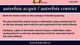 autrefois acquit  autrefois convict  Legal Maxims Judiciary  Law Entrance  CLAT  lawfacultyin [upl. by Aratahs706]