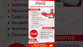 Avisos de trabajo publicados hoy  Convocatoria de trabajo en COCACOLA 2023 [upl. by Drud211]