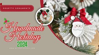 Create AMAZING Christmas Rosette Ornaments from Stamped Book Backgrounds amp Tim Holtz Dies [upl. by Hough]