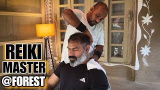 Reiki Master performing head massage 💆‍♂️  Forest Resort 💈Asmr birds chirping Relaxation [upl. by Jaddo]