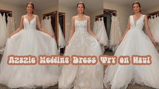 Azazie Wedding Dress Try On Haul amp Review [upl. by Alliuqaj898]